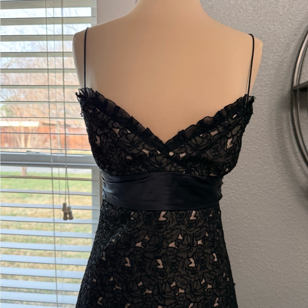 Y2K Silk Lace Overlay Dress Satin Banded Waistline Size 2‎ - Picture 2 of 7